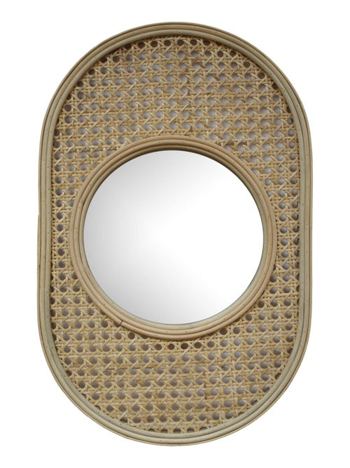 Miroir CANNE en rotin ovale 'Deko&co' - Kiabi