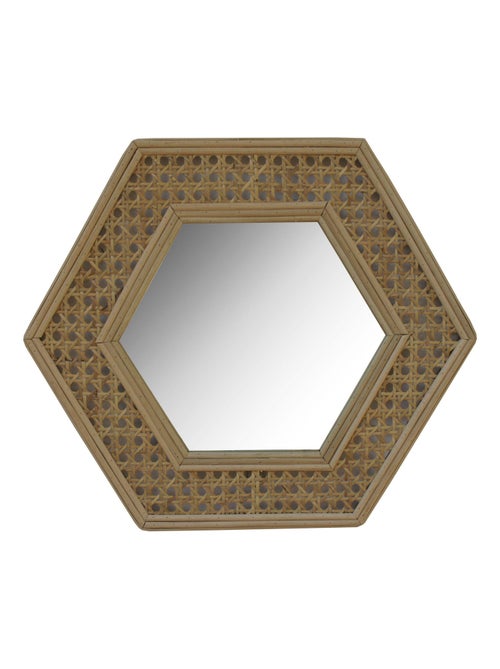 Miroir CANNE en rotin polygone 'Deko&co' - Kiabi