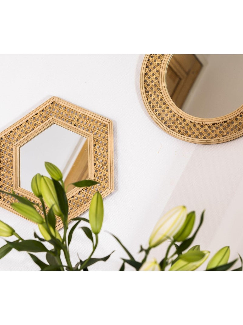 Miroir CANNE en rotin rond 'Deko&co' Beige - Kiabi