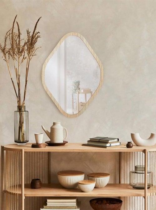 Miroir contour bois losange Elio H60 - Kiabi