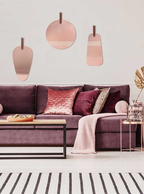 Miroir cuivre rose avec anse triangle - Kiabi