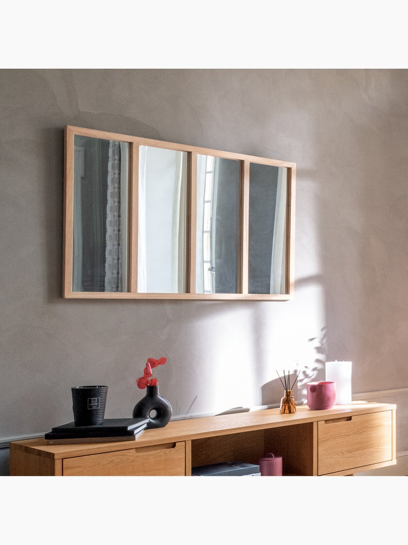 Miroir d'atelier cadre bois de paulownia NAE Beige - Kiabi