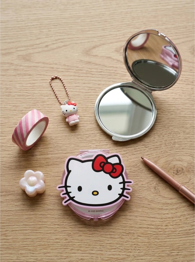 Miroir de poche rond double face grossissante Hello Kitty Sanrio Rose - Kiabi
