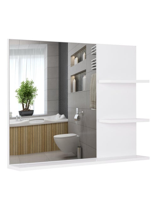 Miroir de salle de bain avec 3 étagères intégrées blanc - Kiabi