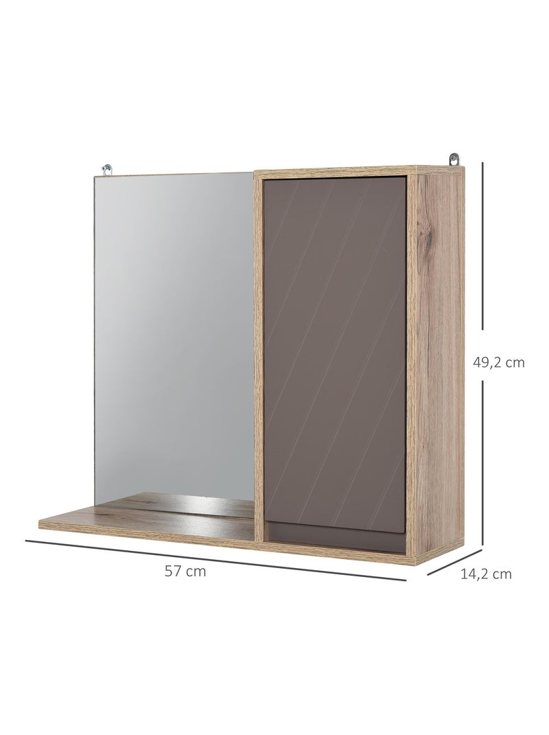 Miroir de salle de bain avec étagère et placard panneaux particules chêne clair gris Gris - Kiabi