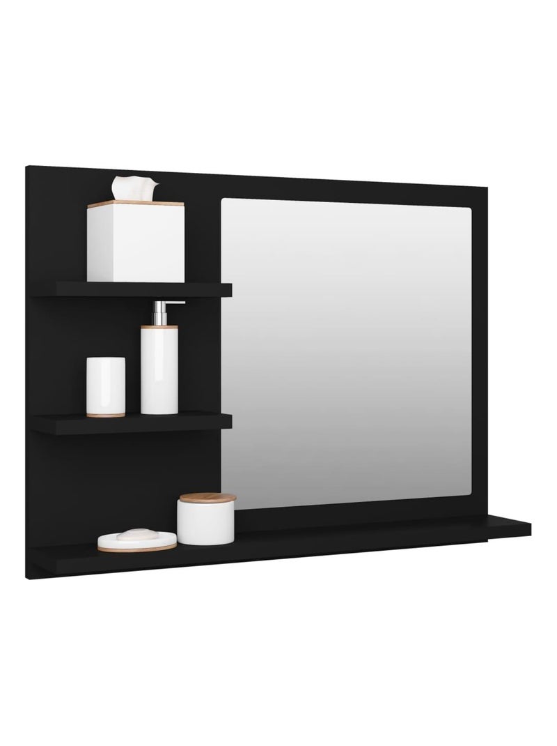 Miroir de salle de bain avec rangements Noir - Kiabi