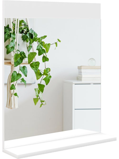 Miroir de salle de bain mural avec étagère intégrée blanc - Kiabi