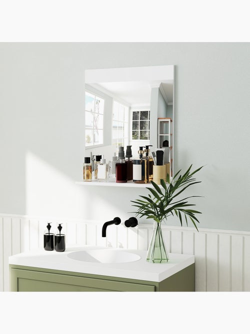 Miroir de salle de bain mural avec étagère intégrée blanc - Kiabi