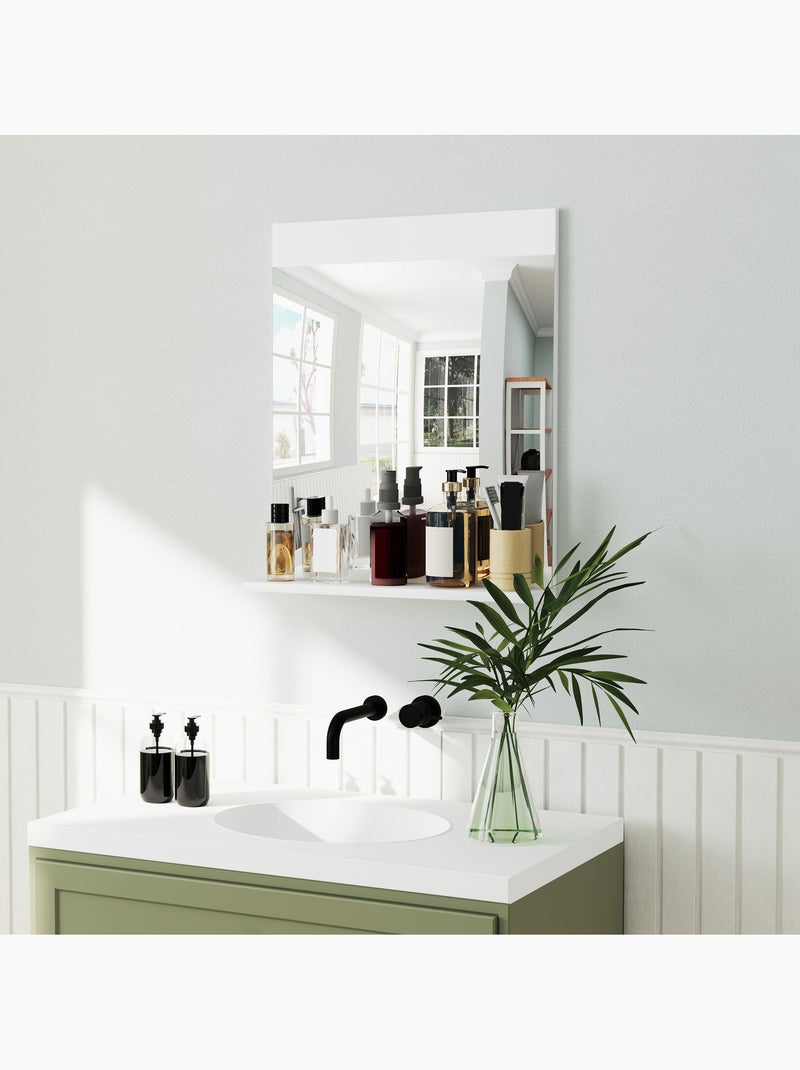 Miroir de salle de bain mural avec étagère intégrée blanc Blanc Blanc - Kiabi