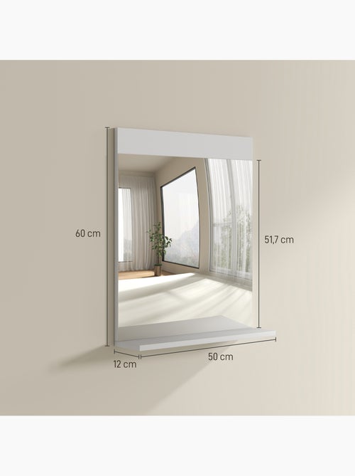 Miroir de salle de bain mural avec étagère intégrée blanc - Kiabi