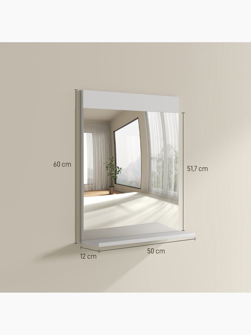 Miroir de salle de bain mural avec étagère intégrée blanc Blanc Blanc - Kiabi