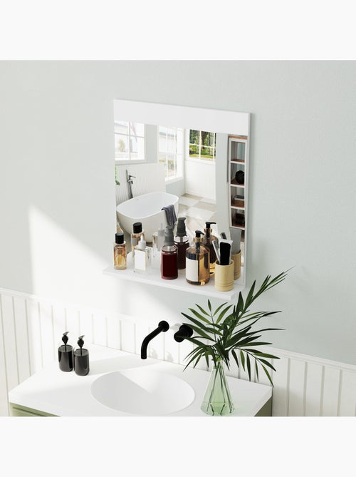 Miroir de salle de bain mural avec étagère intégrée blanc - Kiabi