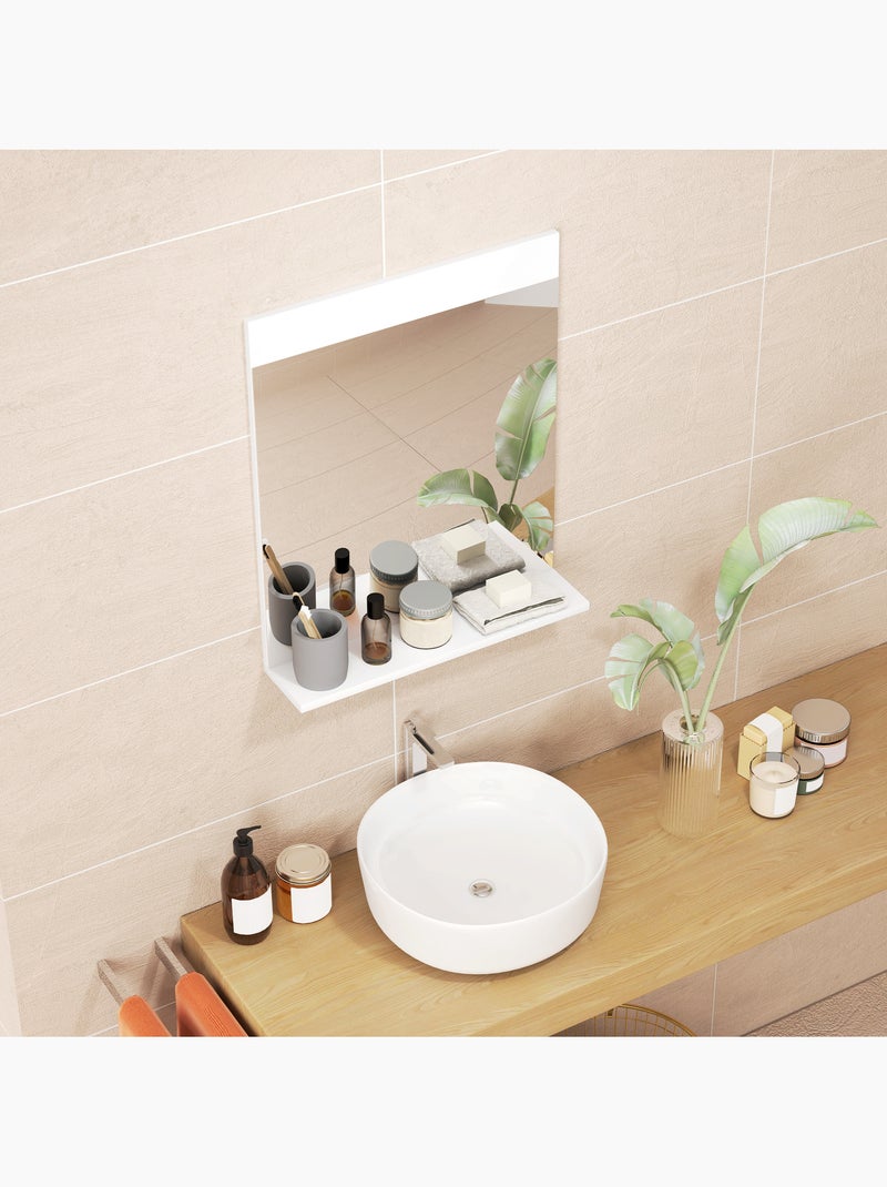 Miroir de salle de bain mural avec étagère intégrée blanc Blanc Blanc - Kiabi