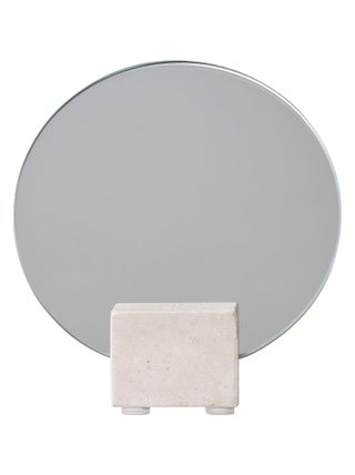 Miroir de table - Miroir de table, travertin, naturel ø18x18 cm