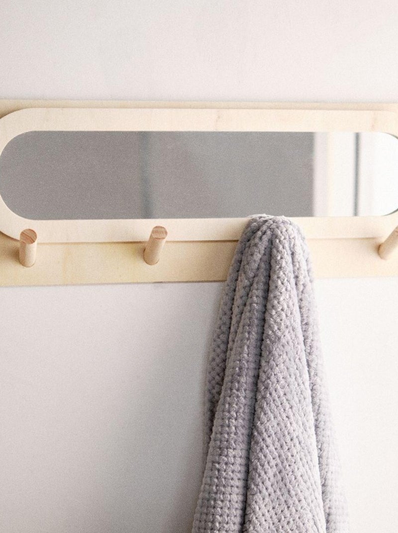 Miroir d'entrée avec porte manteau SIMPLICITY Beige - Kiabi