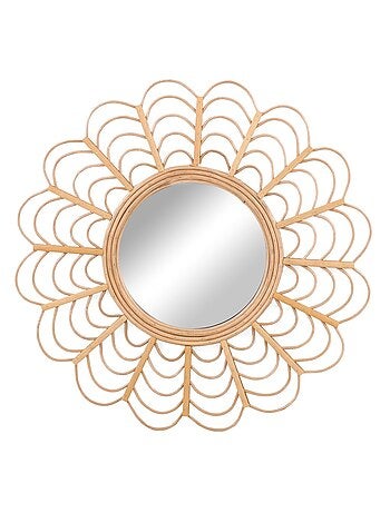 Miroir en bois et rotin diamètre 51cm