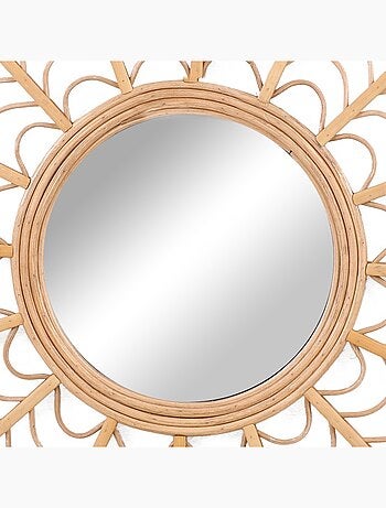 Miroir en bois et rotin diamètre 51cm