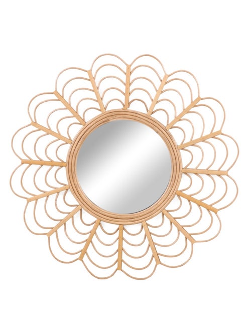 Miroir en bois et rotin diamètre 51cm - Kiabi