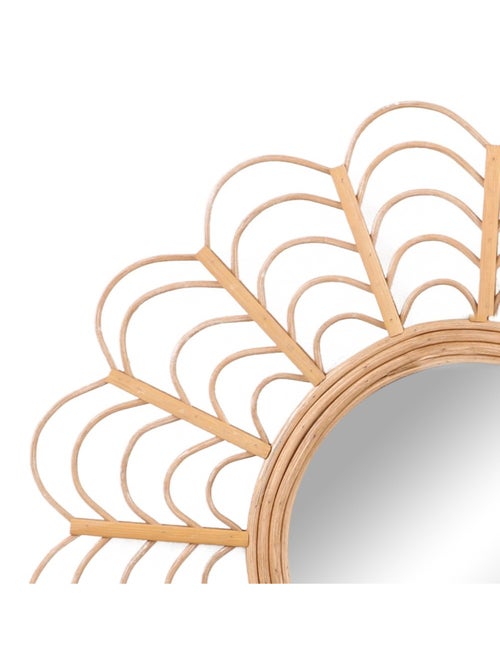 Miroir en bois et rotin diamètre 51cm - Kiabi