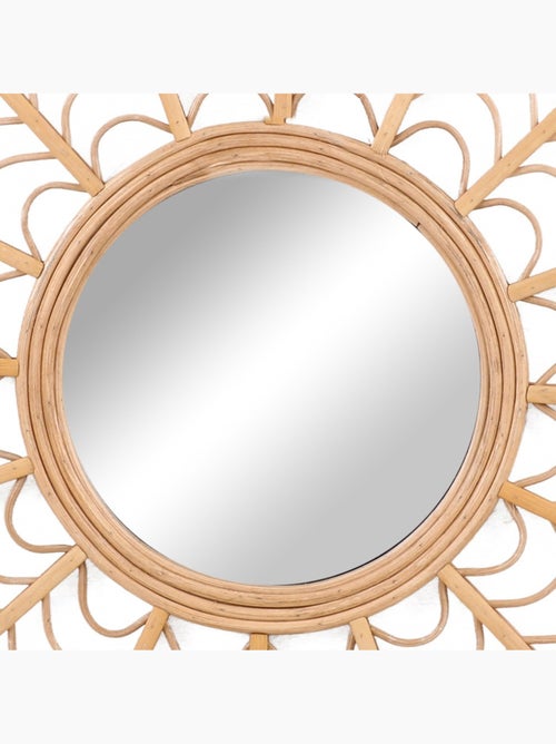Miroir en bois et rotin diamètre 51cm - Kiabi