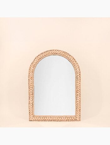 Miroir en forme d'arche en corde de maïs 40x55x2cm