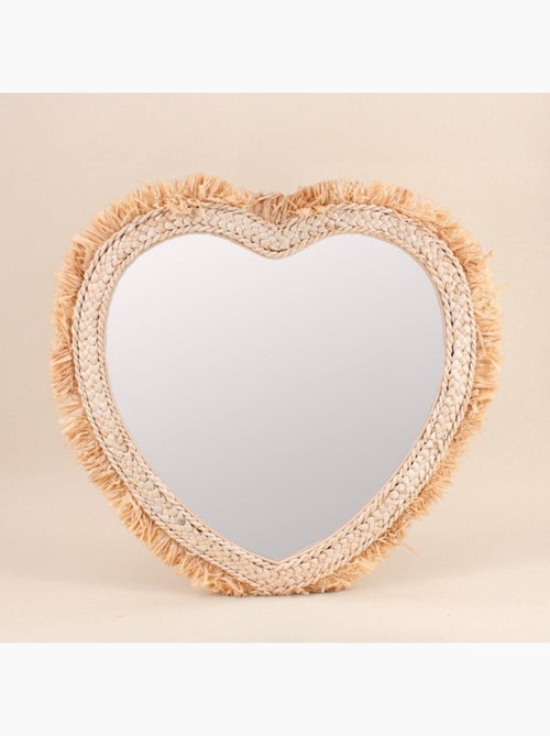 Miroir en forme de coeur en corde de maïs 57x56cm - Kiabi