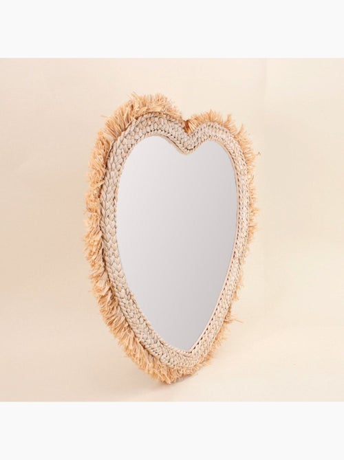 Miroir en forme de coeur en corde de maïs 57x56cm - Kiabi
