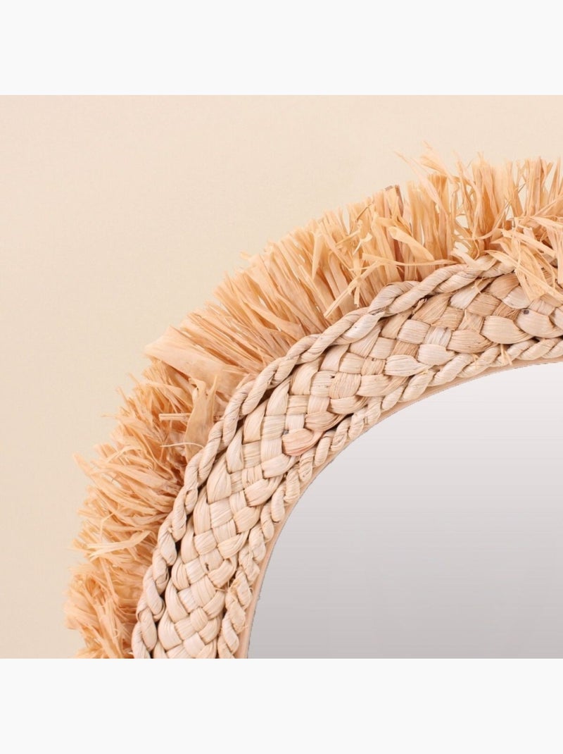 Miroir en forme de coeur en corde de maïs 57x56cm Beige - Kiabi