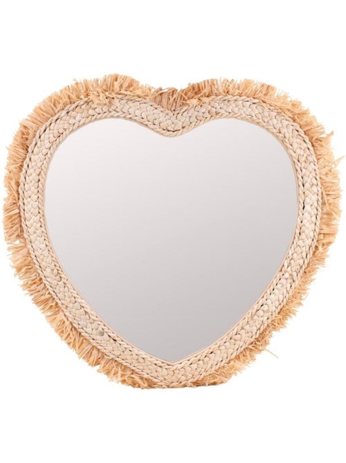 Miroir en forme de coeur en corde de maïs 57x56cm - Kiabi