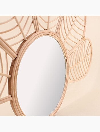 Miroir en forme de demi fleur en rotin 80x54cm