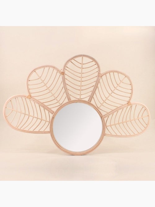 Miroir en forme de demi fleur en rotin 80x54cm - Kiabi