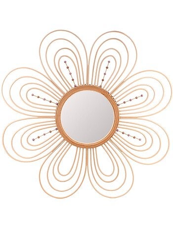 Miroir en forme de fleur en rotin 88cm