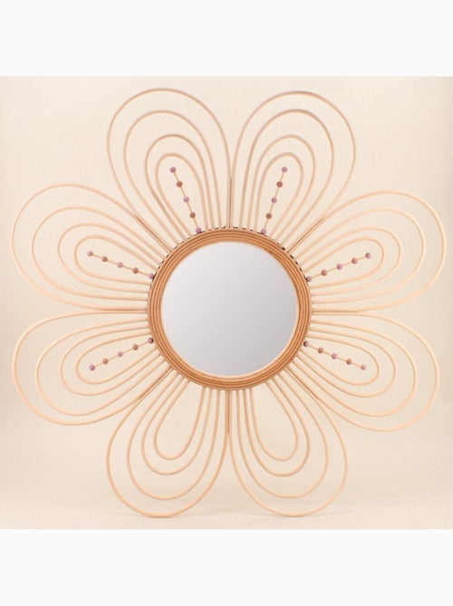 Miroir en forme de fleur en rotin 88cm - Kiabi