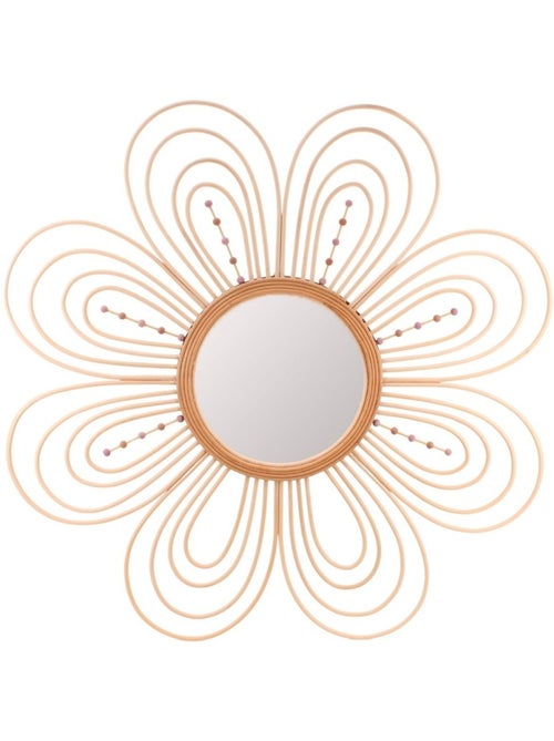 Miroir en forme de fleur en rotin 88cm - Kiabi