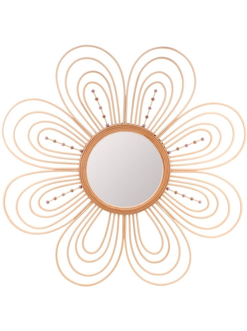 Miroir en forme de fleur en rotin 88cm Beige - Kiabi