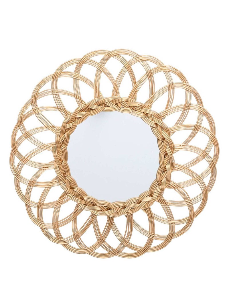 Miroir en rotin fleur doré D50 Beige - Kiabi