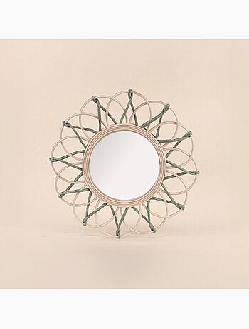 Miroir en rotin forme fleur 40cm