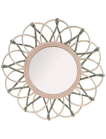 Miroir en rotin forme fleur 40cm