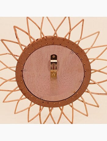 Miroir en rotin forme soleil rond 30cm