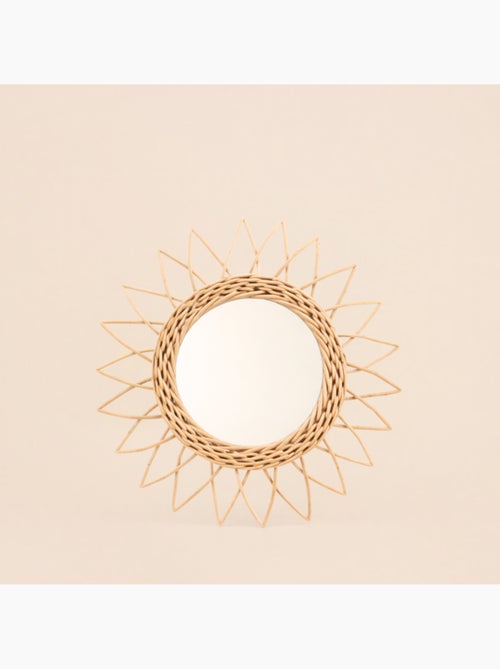 Miroir en rotin forme soleil rond 30cm - Kiabi