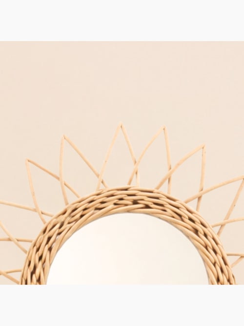 Miroir en rotin forme soleil rond 30cm - Kiabi