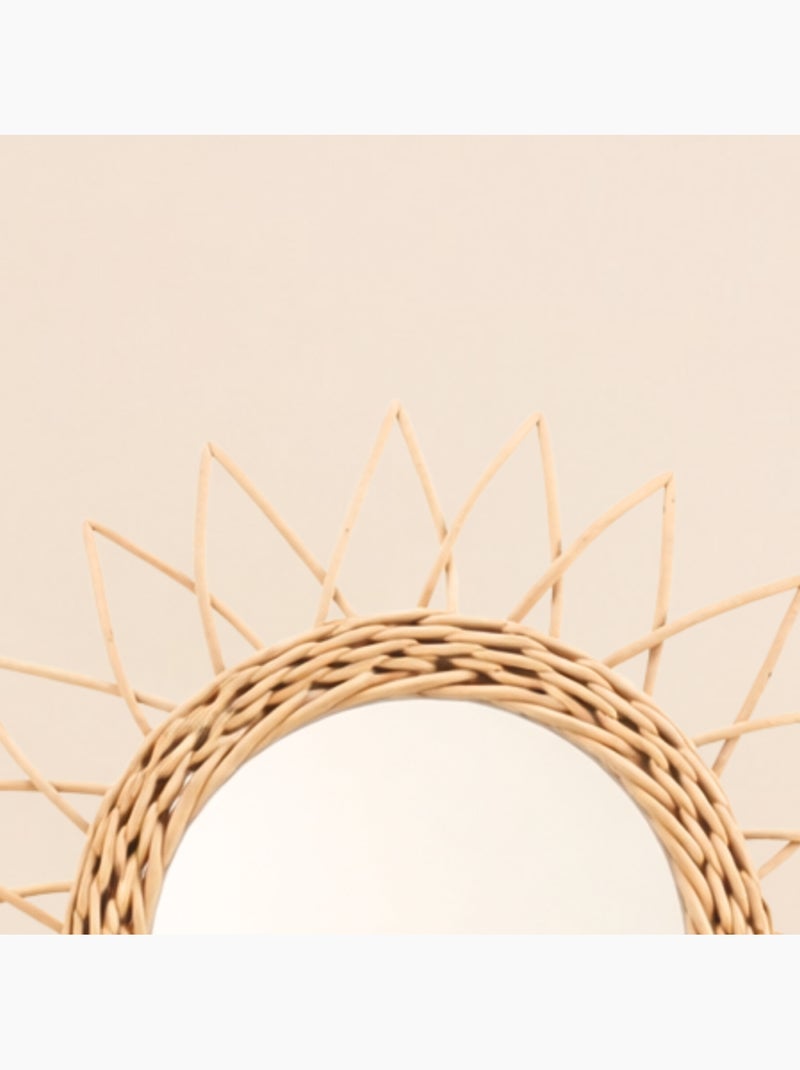 Miroir en rotin forme soleil rond 30cm Beige - Kiabi