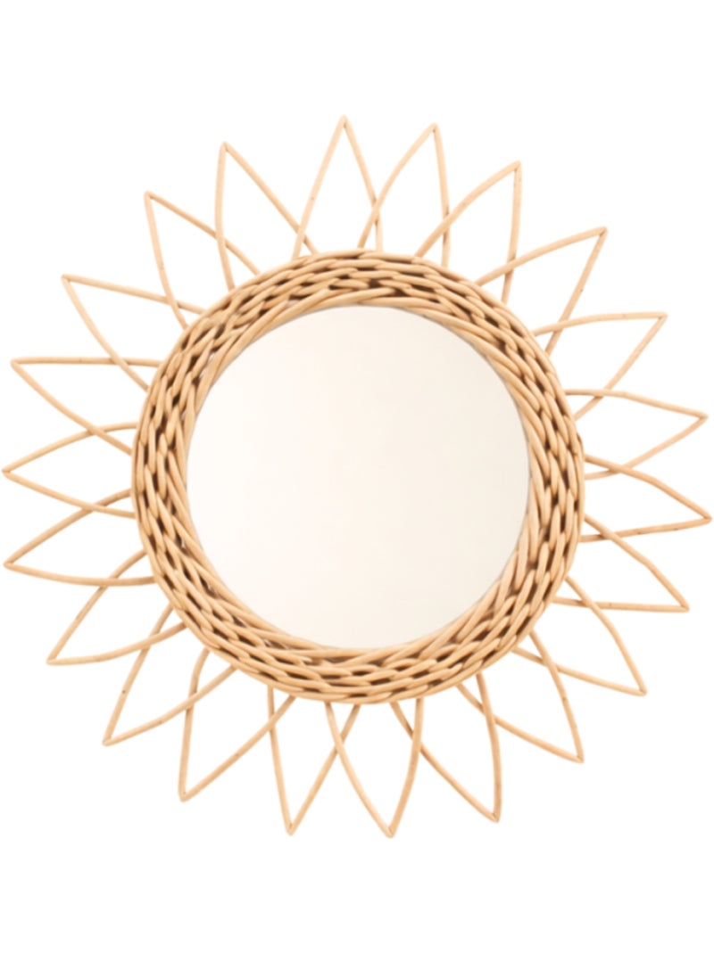 Miroir en rotin forme soleil rond 30cm Beige - Kiabi
