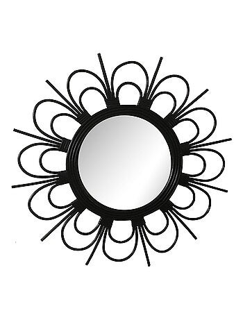 Miroir en rotin noir 'Deko&co'