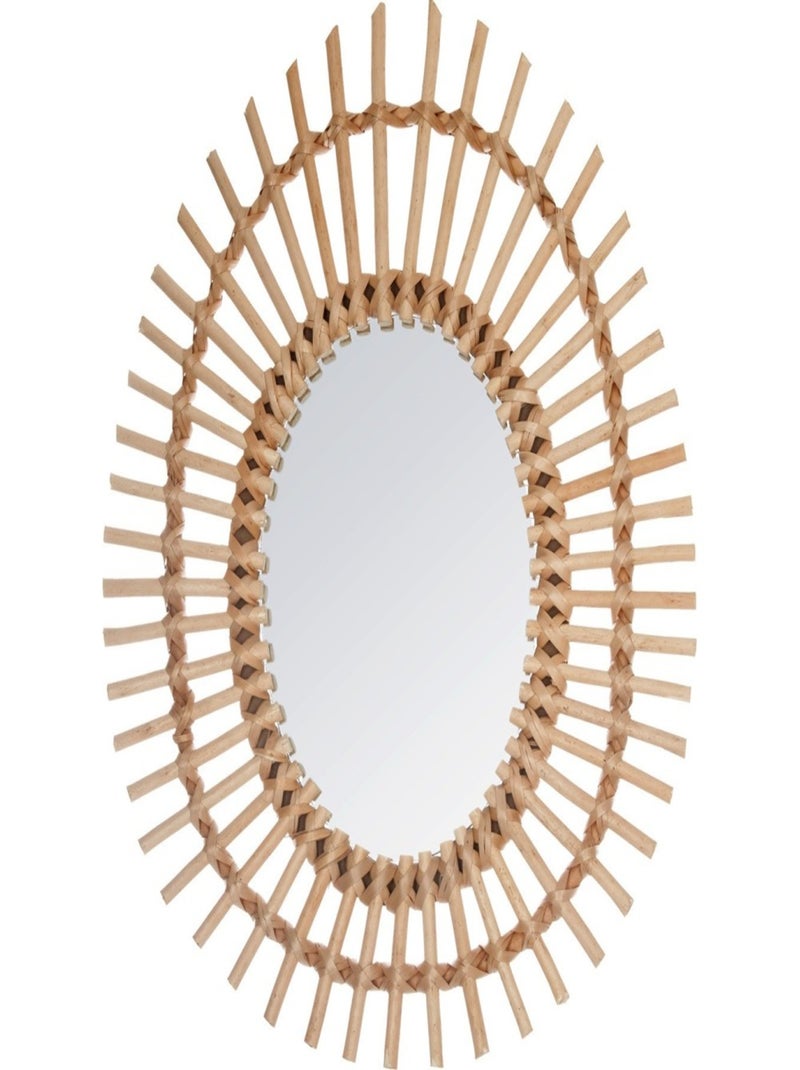Miroir en rotin oval 43x58 cm Beige - Kiabi