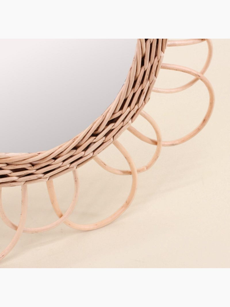 Miroir en rotin rond 30cm Beige - Kiabi