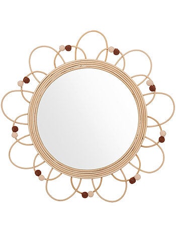 Miroir enfant en rotin forme fleur ELMA