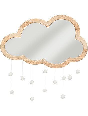Miroir enfant forme nuage bois hévéa pompons NANAK