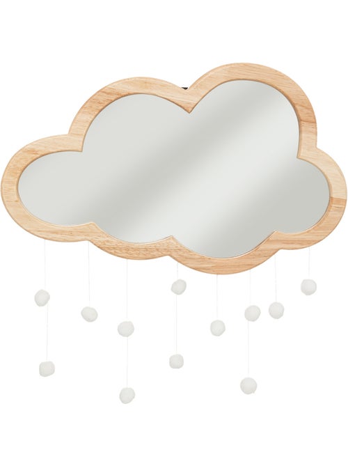 Miroir enfant forme nuage bois hévéa pompons NANAK - Kiabi
