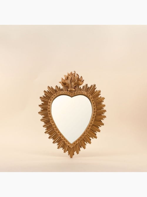 Miroir ex-voto coeur en résine dorée 39cm - Kiabi